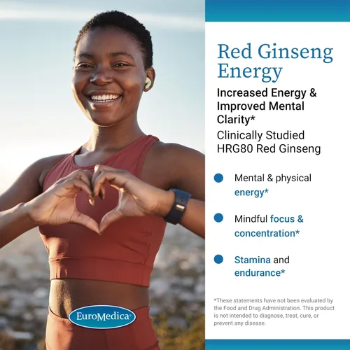 Miniatura 3 de Euromedica Red Ginseng Energy - Suplemento para apoyar la energía saludable y la concentración - Suplemento de hierbas con polvo de raíz de ginseng