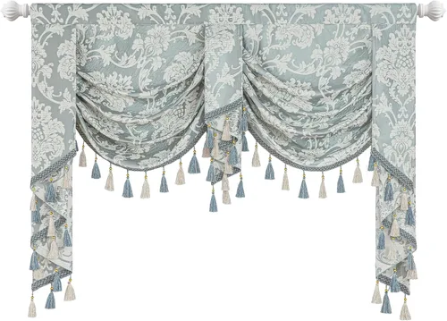 Miniatura 35 de Loom and Mill Cenefas de Cascada de Lujo para Ventanas, Elegante Cenefa de Cortinas Gruesas de Jacquard con Borlas para Sala de Estar, Dormitorio