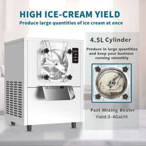 Miniatura 3 de Máquina comercial para hacer helados duros, 1400 W, 110 V, 3 a 4 galones por hora, máquina de helado de gelato con panel LED de limpieza automática