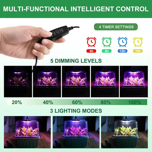 Miniatura 3 de GOONMILL Bandeja de inicio de semillas de riego automático con luz de crecimiento temporizada, 6 paquetes de bandeja de inicio de plantas, kit
