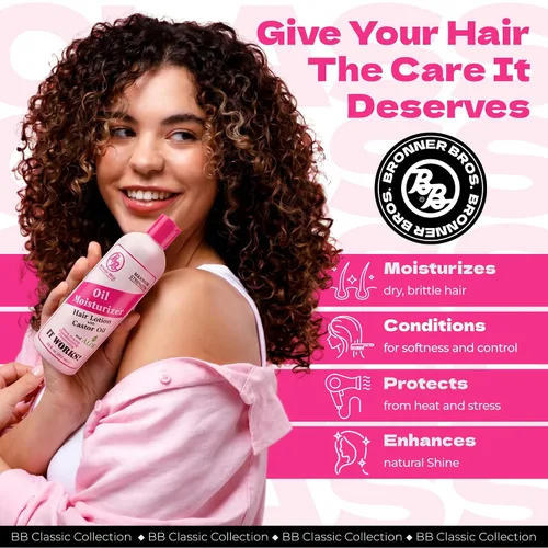 Miniatura 2 de Bronner Bros Loción hidratante de aceite para el cabello con 10,000 mg de aceite de ricino y aloe vera, hidratante ligero y no graso para el cuero