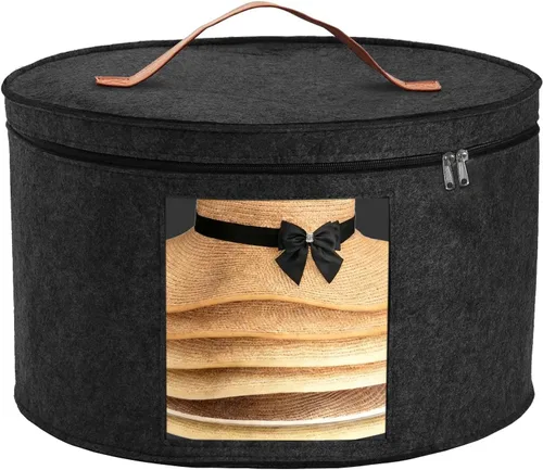Cajas de almacenamiento para sombreros para mujeres y hombres, caja redonda de almacenamiento de sombreros de fieltro para armario, vaquero, borde