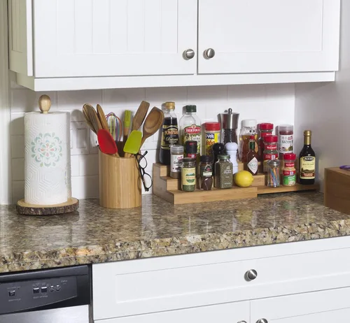 Miniatura 16 de Lipper International 8807 - Organizador de cocina expandible de madera de bambú de 3 niveles, 12" x 7-7/8" x 4-1/4