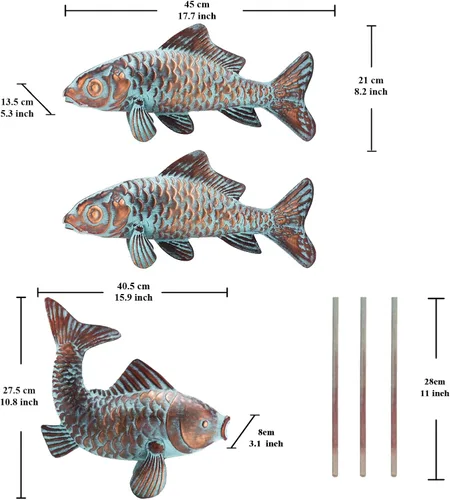 Miniatura 3 de Estatuas de peces Koi de metal para decoración de estanques exteriores, esculturas y estatuas grandes de jardín de peces al aire libre, Koi