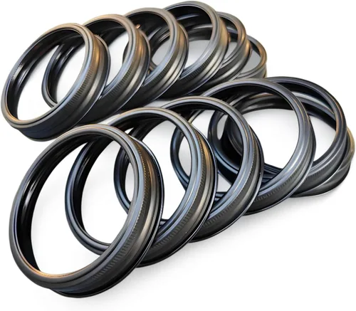 Anillos de metal resistentes a la oxidación de aluminio negro mate y seguros para alimentos y sin BPA, para tarros de conservas (12 unidades, boca