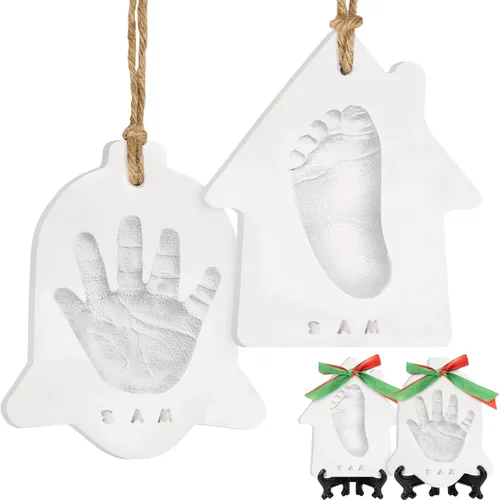 Kit de Huellas de Manos y Pies de Bebé - Adorno Personalizado para la Primera Navidad del Bebé, Adorno Recuerdo de Huella de Recién Nacido, Kit