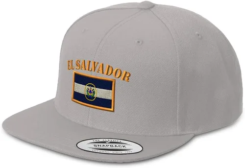 Miniatura 8 de Sombrero de Snapback personalizado para hombre, sombreros de ala plana, bordado de bandera de El Salvador, sombrero de factura plana bordado