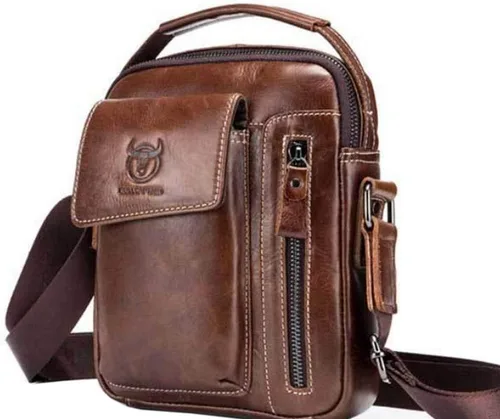 Miniatura 2 de Hebetag Bolso bandolera de cuero pequeño para hombre, para viajes al aire libre, negocios