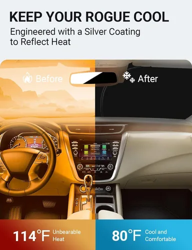 Miniatura 2 de Proadsy 2025 - Parasol para parabrisas actualizado con ajuste personalizado para Nissan Rogue 2014-2020, protector plegable de 4 capas