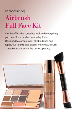 Miniatura 2 de LUMINESS Face Time - Kit de maquillaje todo en uno, incluye paleta facial, base de aerógrafo y brocha de maquillaje, de larga duración, sedoso, 03