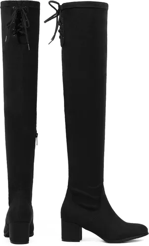 Miniatura 2 de DREAM PAIRS - Botas de tacón alto y grueso para mujer, por encima de la rodilla, largas, elásticas y sexis, para otoño