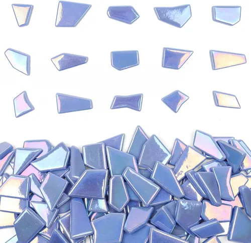 Miniatura 18 de Youway Style Azulejos de Mosaico de Vidrio Iridiscente para Manualidades a Granel, 200g Piezas de Vidrio de Mosaico Roto para Manualidades