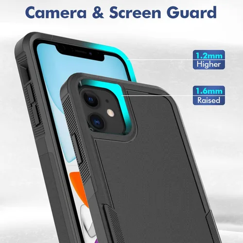 Miniatura 4 de MDCN Funda para iPhone 11: funda protectora de doble capa resistente para teléfono celular, a prueba de golpes, resistente, con protector