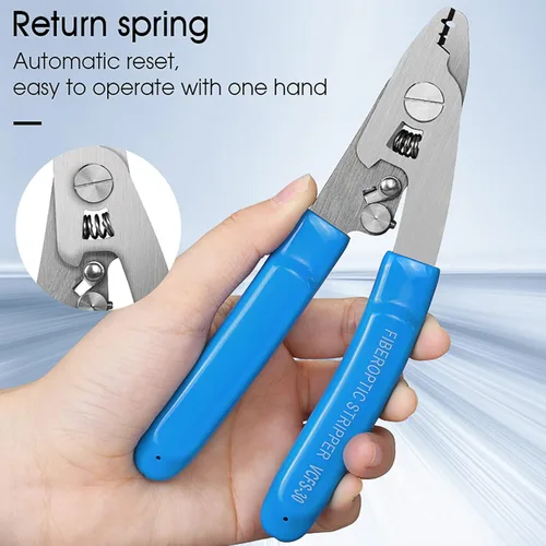 Miniatura 8 de 1 pelacables de fibra óptica de acero inoxidable CFS-3 de 3 orificios de fibra óptica de 3 puertos con mango de 6 pulgadas, azul