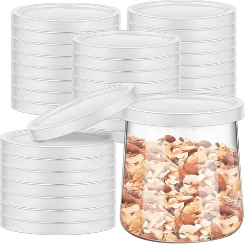 Miniatura 9 de Oui - Tapas para tarros de yogur, 32 tapas de plástico para tarros de yogur selladas contra fugas, tapas de repuesto con etiqueta para tarros de 32