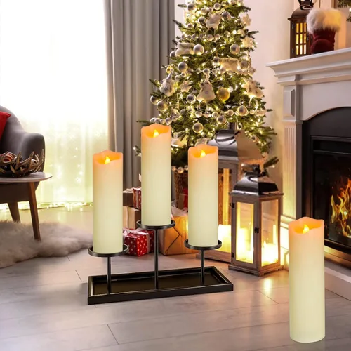 Miniatura 2 de PChero Velas parpadeantes sin llama de 10 x 3 pulgadas con control remoto y temporizadores, velas LED de cera real que funcionan con pilas, juego