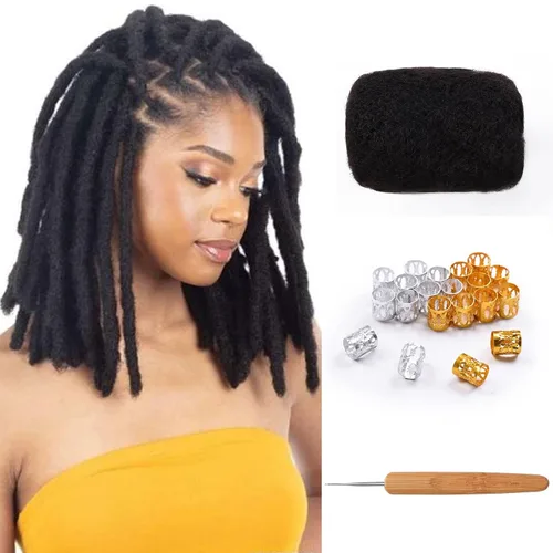 Miniatura 35 de Extensiones Loc de 10 pulgadas de grosor de cabello humano de 10 pulgadas, 10 hebras, extensiones de rastas de cabello humano para mujeres