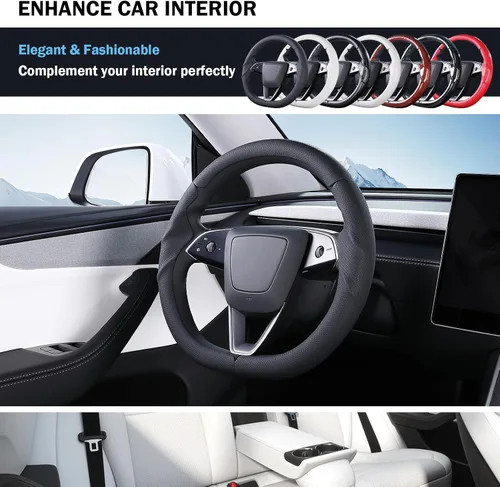 Miniatura 5 de Cubierta de volante para Tesla Model 3 Highland (2024-Presente) / Model Y Juniper (2025-Presente), antideslizante, agarre cómodo, transpirable