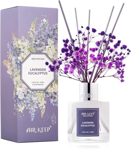 Miniatura 42 de Airkeep Juego de difusor de junco, 3.38 onzas líquidas (3.4 fl oz), difusor de aceite de niebla marina y sal marina con 8 varillas de caña, difusor