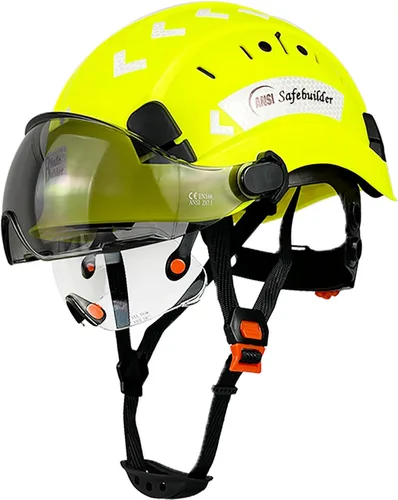 Miniatura 15 de SAFEBUILDER Casco de seguridad de construcción con visera incorporada Casco duro ABS con visera Ventilación ajustable Casco de trabajo Protección