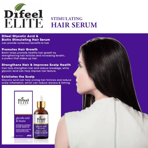 Miniatura 2 de Difeel Elite - Suero estimulante para el cabello con ácido glicólico y biotina, 2 onzas, suero para el crecimiento del cabello para hombres