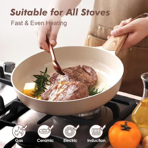 Miniatura 3 de SENSARTE Sartén antiadherente de cerámica, sartén pequeña de 8 pulgadas, sartenes antiadherentes para tortilla, no tóxicas para cocina saludable