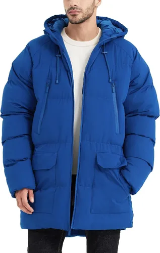 Miniatura 7 de Abrigo largo de invierno con capucha para hombre, chaqueta acolchada cálida resistente al agua para clima frío, parka
