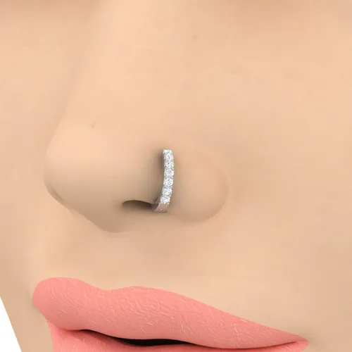 Miniatura 2 de Pin de nariz de diamante de 7 piedras de 0,13 quilates en oro de 14 quilates (claridad I1-I2)