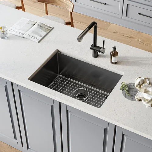 Miniatura 9 de TORVA Fregadero de Montaje Bajo para Cocina de 17 x 19 Pulgadas, Fregadero de Barra de Acero Inoxidable 304 Premium - 9 Pulgadas de Profundidad