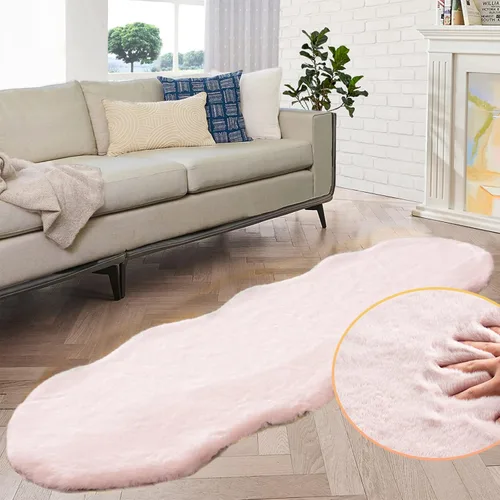 Miniatura 78 de ORINOVA Alfombra de felpa marrón claro beige de 8 x 10 pies para sala de estar, alfombra bohemia esponjosa de piel de conejo grande para dormitorio