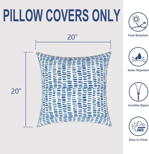 Miniatura 690 de Juego de 2 almohadas para exteriores de 16 x 16 pulgadas, repelentes al agua con interiores, para muebles de patio, hogar, jardín, geometría bohemia