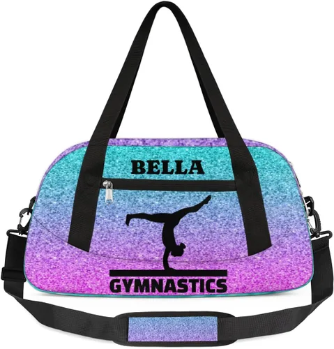 Bolsa de baile personalizada para niña, bolsa de lona deportiva personalizada, bolsas de fin de semana, bolsa de viaje para gimnasia y teñido