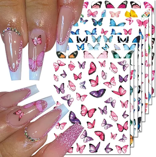 Miniatura 9 de Calcomanías de uñas de gato, 8 hojas de calcomanías autoadhesivas 3D con diseño de gato dorado, plateado, negro, blanco, para niños, niñas, mujeres