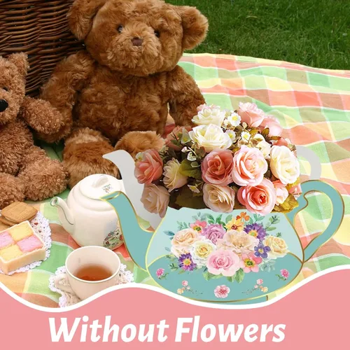 Miniatura 8 de 8 piezas de decoración de fiesta de té, cajas de centro de mesa de tetera floral para fiesta de cumpleaños de princesa, decoración de mesa temática