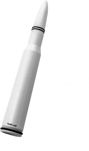 Miniatura 4 de VMS Racing Antena de bala blanca calibre 50 con anillos negros en calibre pesado mecanizado CNC de aluminio corto compatible con Nissan Frontier