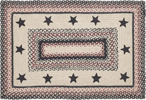 Miniatura 9 de VHC Brands Colonial Star - Alfombra decorativa, mezcla de yute, medio círculo, estrella roja y negra, 16.5 x 33 pulgadas