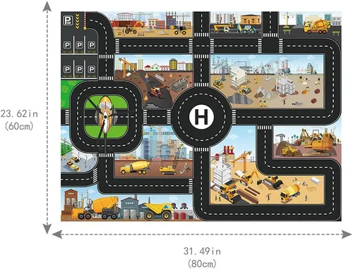 Miniatura 2 de Juguetes de señales de tráfico y alfombra de juego de construcción para el juego de vehículos, accesorios de coche juguetes