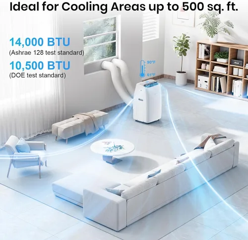 Miniatura 4 de Gasbye Aire acondicionado portátil de doble manguera, compresor inversor de CC completo [actualizado en 2026], ahorro de energía 13.6 CEER, bajo