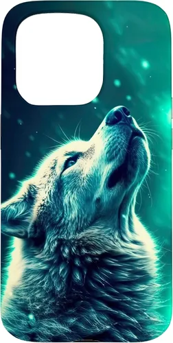 Miniatura 14 de Howling Wolf in Night Green Northern Lights Wolves Dog Lover Case for iPhone 16