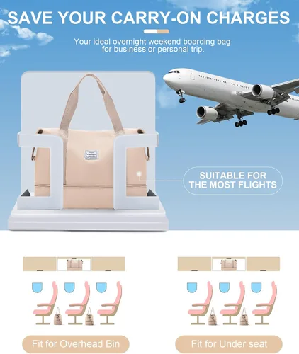 Miniatura 2 de Bolsa de viaje para mujer, bolsa deportiva para gimnasio, E1-beige