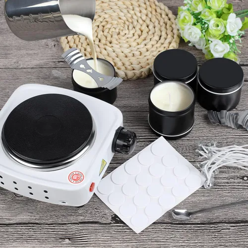 Miniatura 5 de DINGPAI Placa caliente para hacer velas, placa eléctrica de color blanco para derretir cera, chocolate, caramelo y más