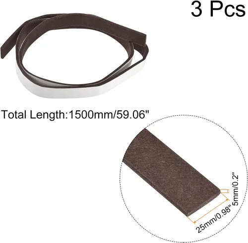 Miniatura 2 de uxcell Rollos de tiras de fieltro para muebles, 59 x 0.5 pulgadas, autoadhesivos, cortables, protectores de suelo antiarañazos para patas