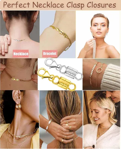 Miniatura 6 de Dailyacc cierres magnéticos para collares de langosta de plata 925 y cierres de seguridad en plata esterlina con convertidores de joyería de oro
