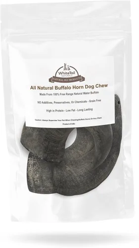 Miniatura 7 de WhiteTail Naturals - Cuernos de búfalo de agua para perros (paquete mediano, 3 unidades) Hueso de perro totalmente natural - Hueso masticable