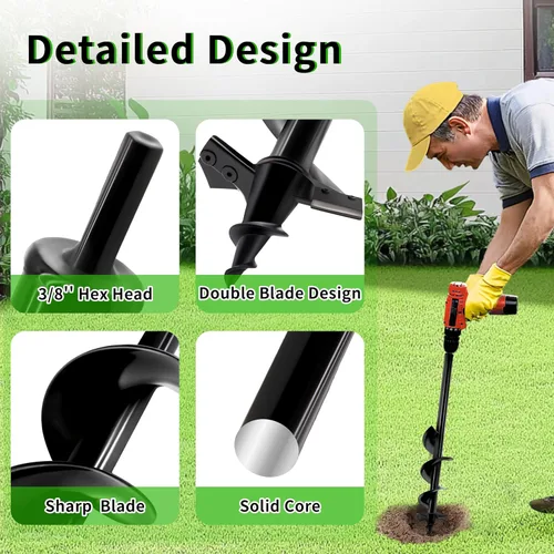 Miniatura 3 de Broca de Taladro para Jardín para Plantar – Broca de Jardín de 4x23 cm, Barrenadora Rápida para Bulbos y Plantas de Cama para Taladro Hexagonal