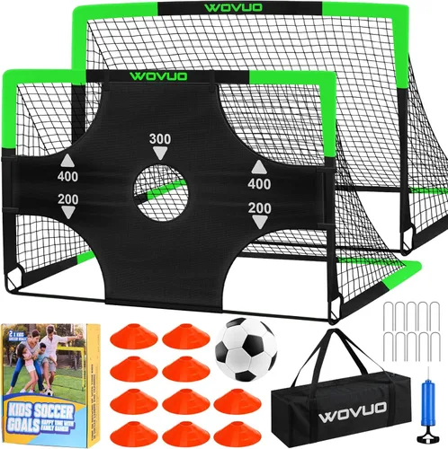 Miniatura 11 de Kids Soccer Goals for Backyard Set of 2, 6x4 ft Portable Toddler Soccer Goal Training Equipment with Soccer Target, Ball, Cones, Soccer Net for Kids