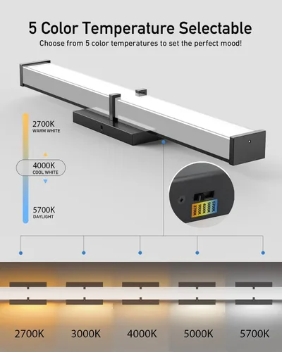 Miniatura 2 de Moderna lámpara de baño sobre espejo de 16 pulgadas (15.75 pulgadas), 20 W, 2000 lúmenes, luz de tocador de baño regulable, barra de luz LED