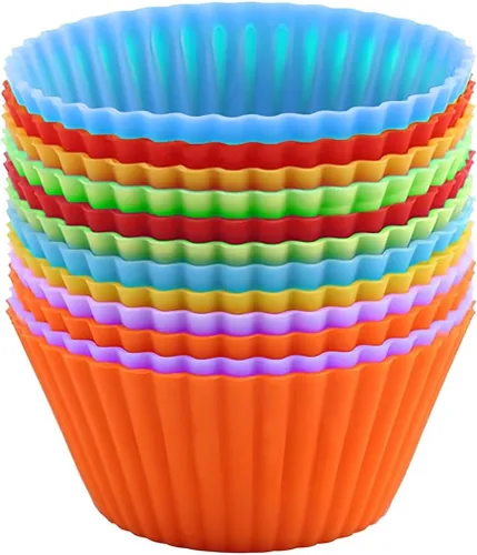 Miniatura 6 de 12 tazas de silicona multicolor para hornear, forros reutilizables para magdalenas, fáciles de limpiar, antiadherentes para fiestas, regalos