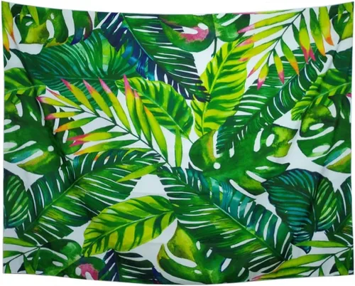 Miniatura 4 de Heopapin Tapiz de palmera, hojas de palmera, tapiz de pared con estampado de hojas de acuarela, tapices verdes tropicales para colgar en la pared