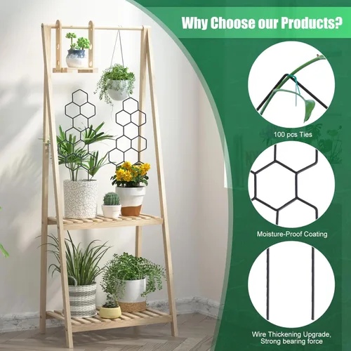Miniatura 8 de WellSign Enrejado pequeño para plantas en maceta, enrejado de metal de 15.94 pulgadas para plantas trepadoras, maceta de interior, celosía